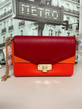 Michael Kors 35S0GYKF2T Kinsley Crossbody Leather Shoulder Flap Bag Clementine